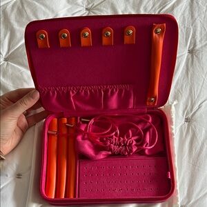 Stephanie Gottlieb Pink and Orange Velvet Jewelry Organizer